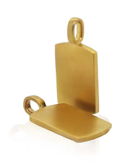 Gold Pendant - Double Dog Tags **Matte Finish** - 19.7 Grams, 24K Pure